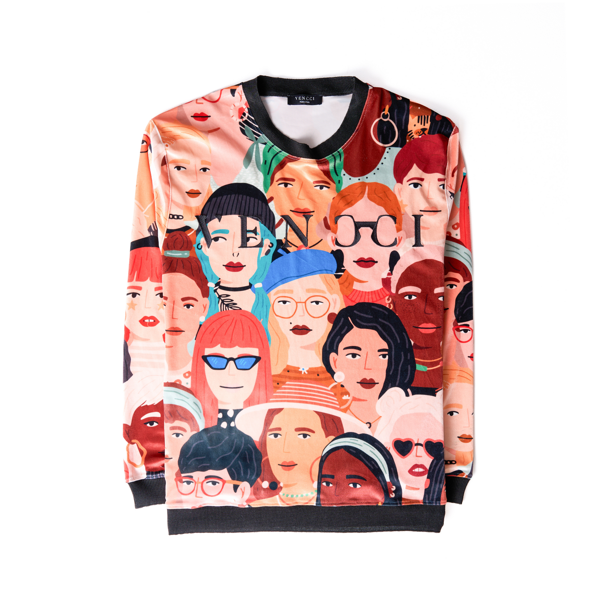 VENCCI SEAMLESS FACES SWEATER - VENCCI OFFICIAL