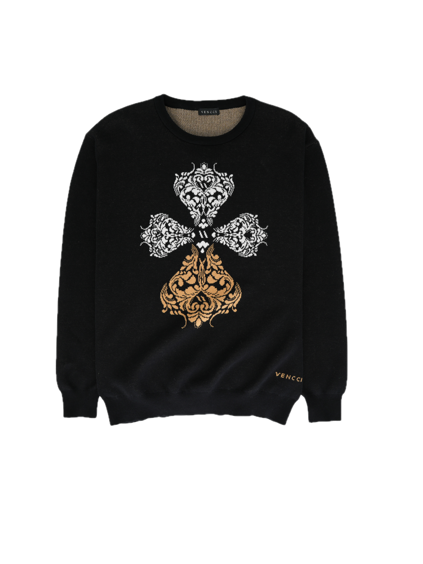 VENCCI BAROQUE CROSS SWEATER