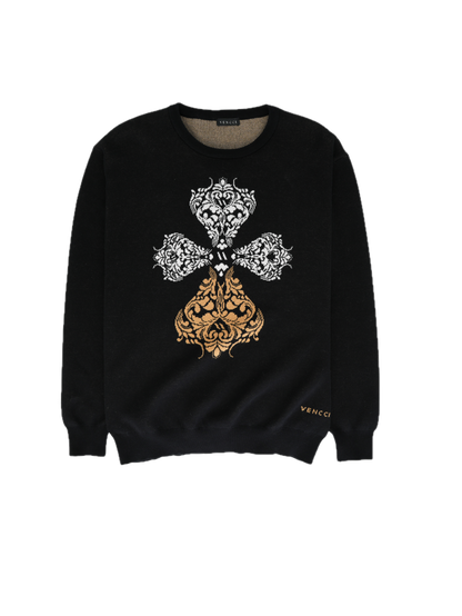 VENCCI BAROQUE CROSS SWEATER