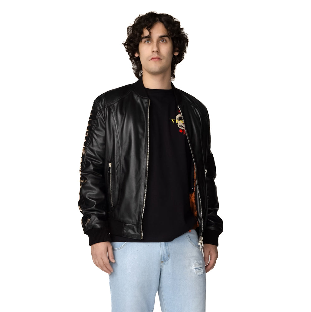 VENCCI 100% Lambskin Bomber Jacket