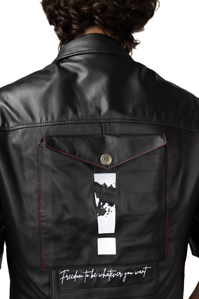 VENCCI DEBOSSED LAMBSKIN SHIRT - VENCCI OFFICIAL