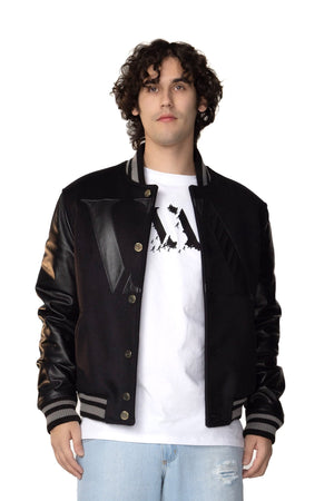 VENCCI "001/001"- Cashmere-Blend Wool Jacket with Lambskin Sleeves