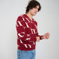 VENCCI Red Plush Merino Wool Blend Sweater
