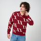 VENCCI Red Plush Merino Wool Blend Sweater