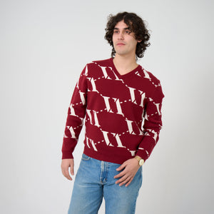 VENCCI Red Plush Merino Wool Blend Sweater
