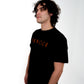 PREMIUM BLACK T-SHIRT WITH VIVID ORANGE EMBROIDERY