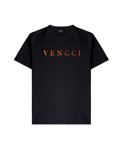PREMIUM BLACK T-SHIRT WITH VIVID ORANGE EMBROIDERY