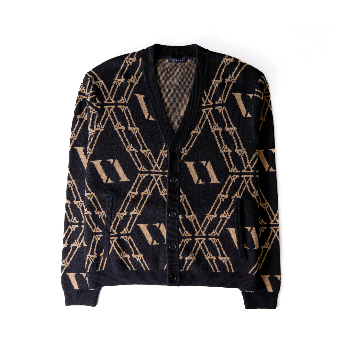 VENCCI VV Cardigan Signature Monogram