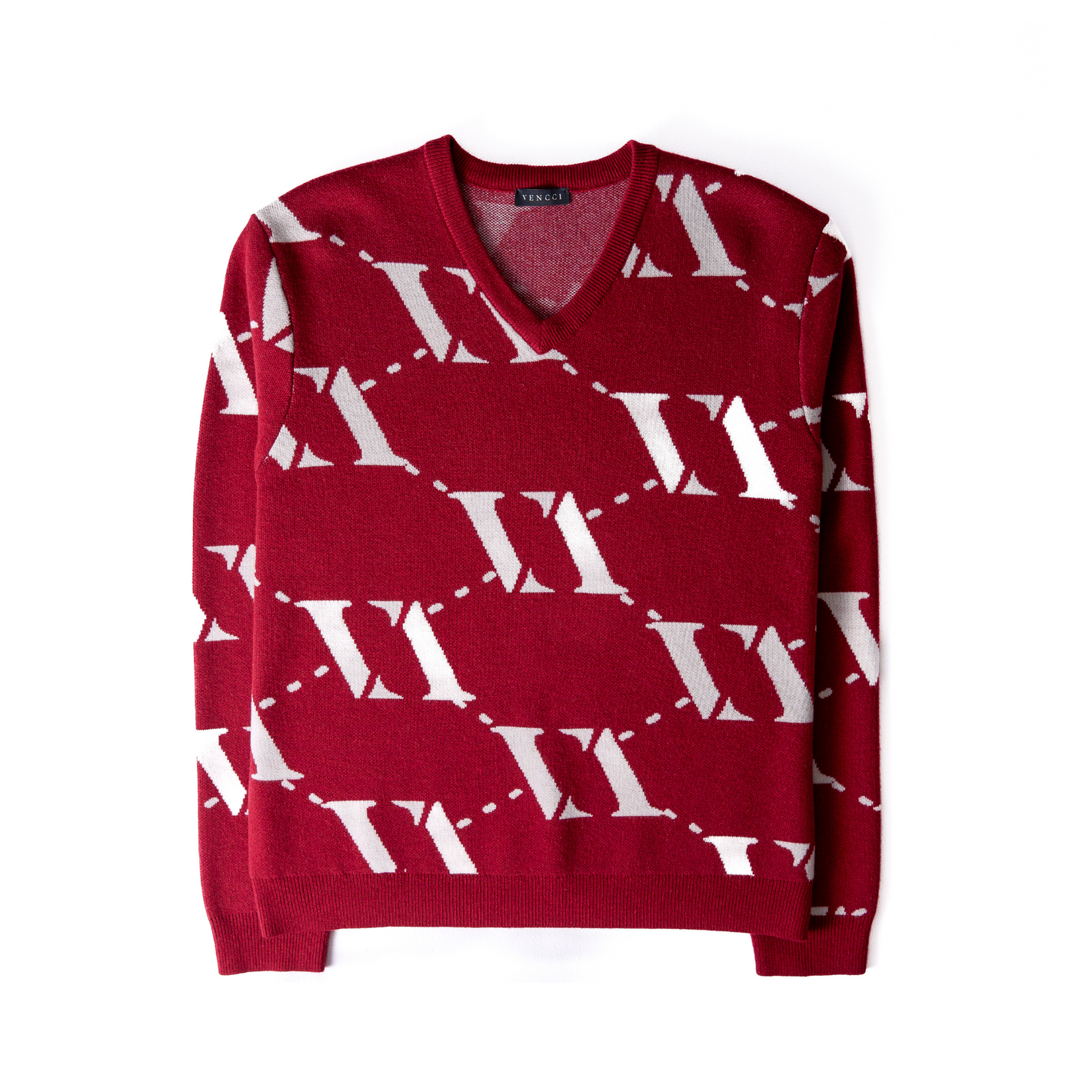 VENCCI Red Plush Merino Wool Blend Sweater