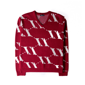 VENCCI Red Plush Merino Wool Blend Sweater